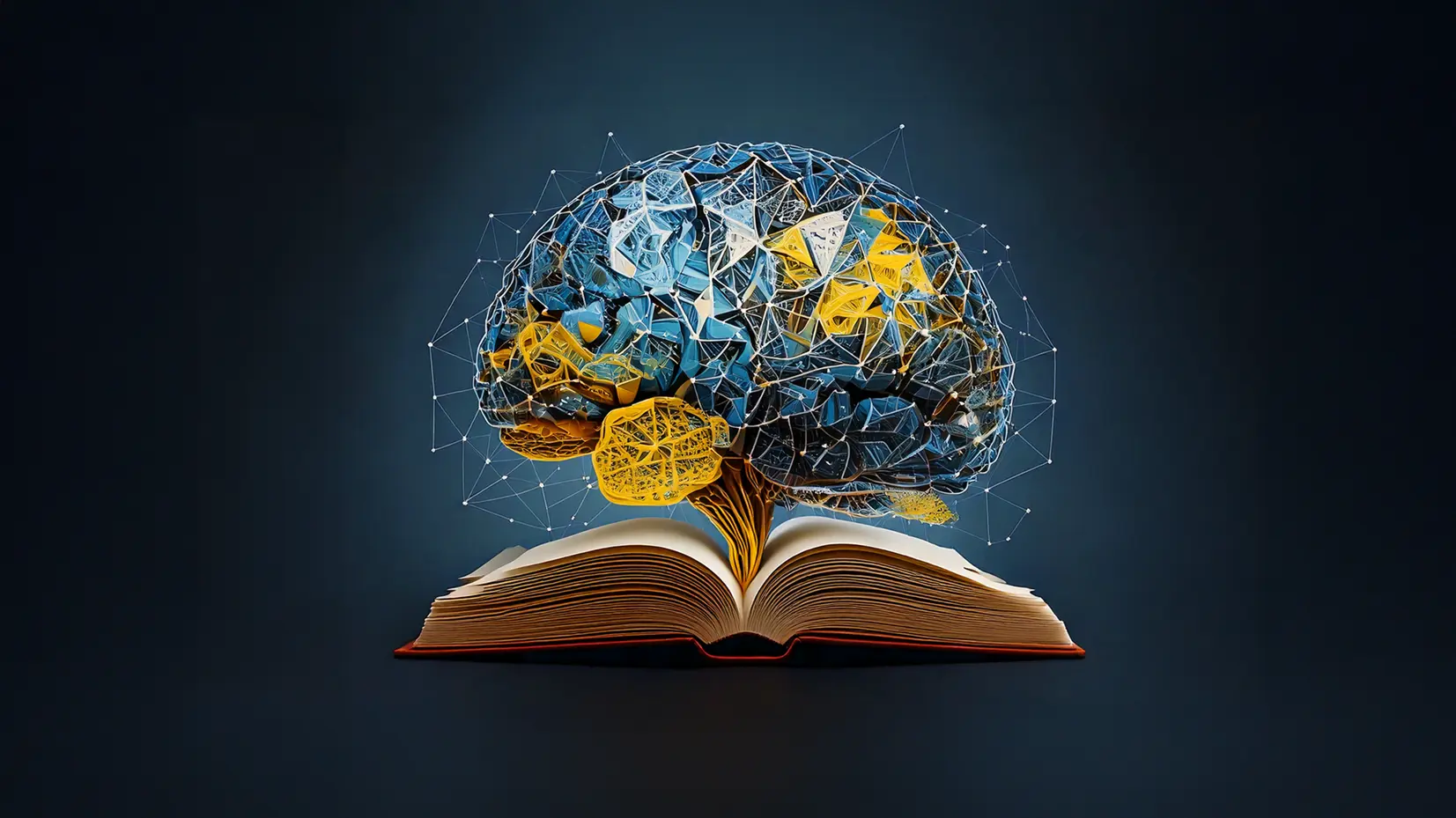 Un cerebro saliendo de un libro.